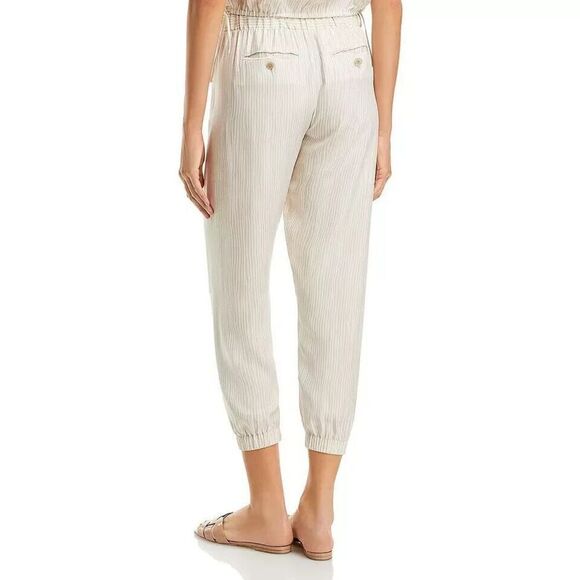 ATM Anthony Thomas Melillo Women's Sz S Beige Striped Pleated Cropped Pants - Picture 11 of 11